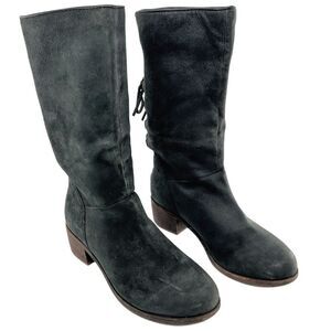 Ugg Australia Mid Calf Black Cary Nubuck Pull On Boots Size 7